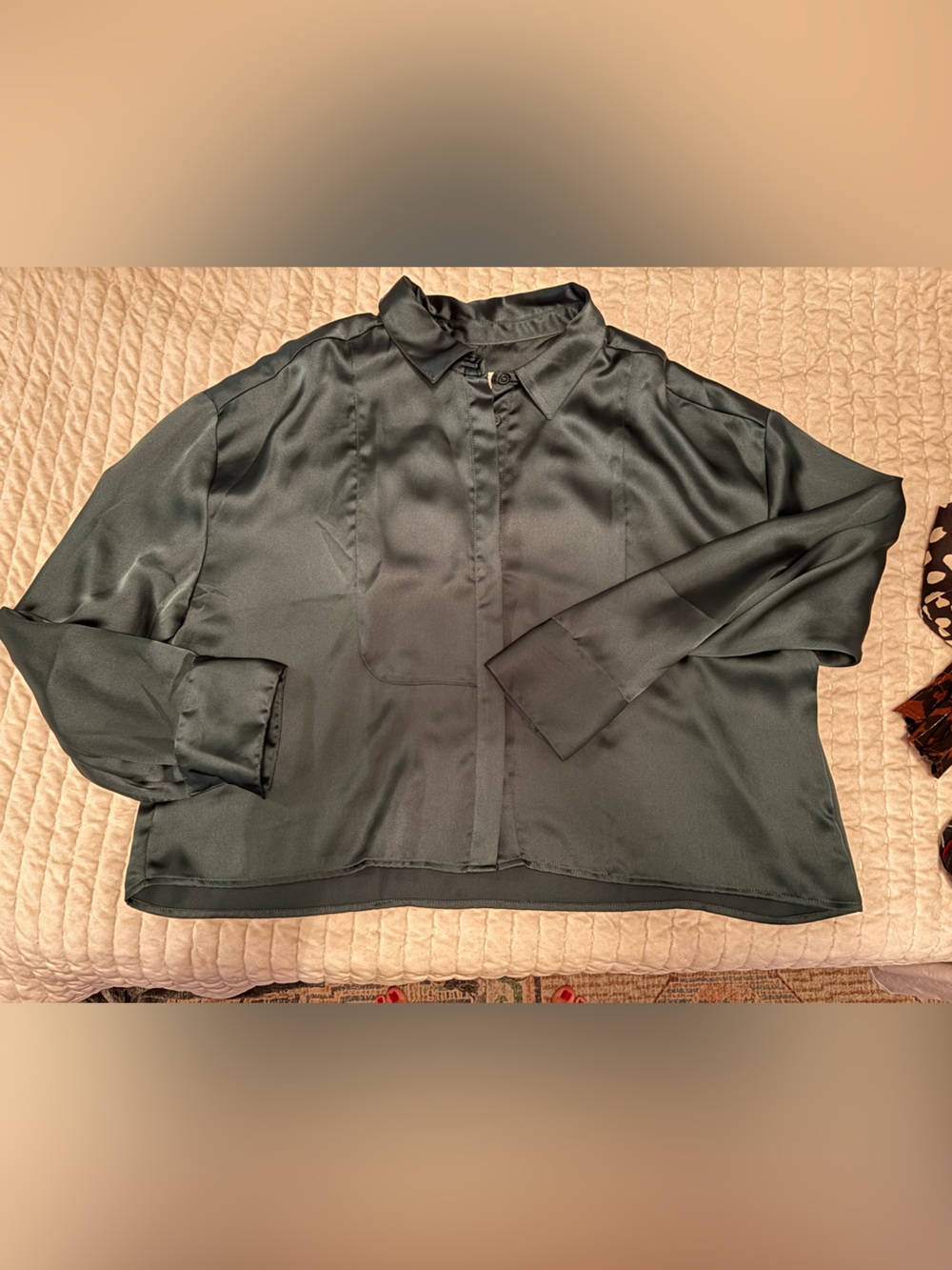 LOFT Satin-Look Forest Green Shirt Jacket